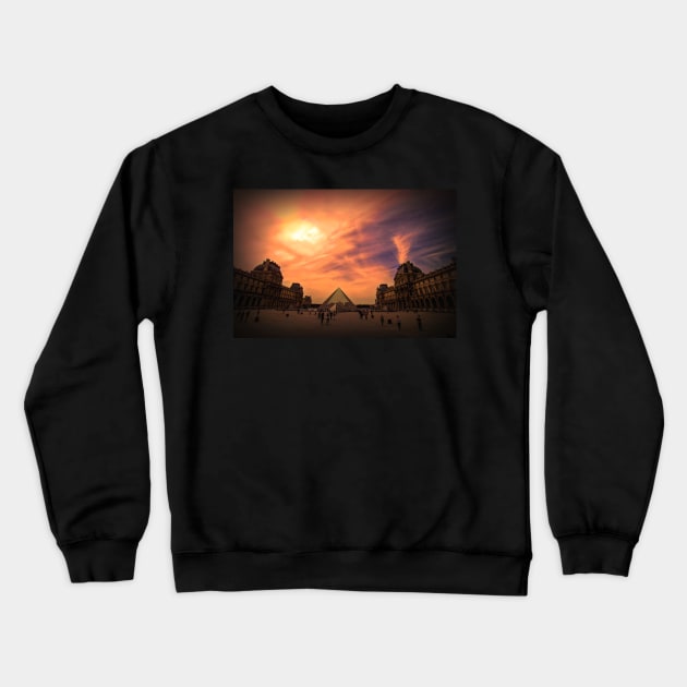 Red Sunset over the Louvre Crewneck Sweatshirt by Memories4you